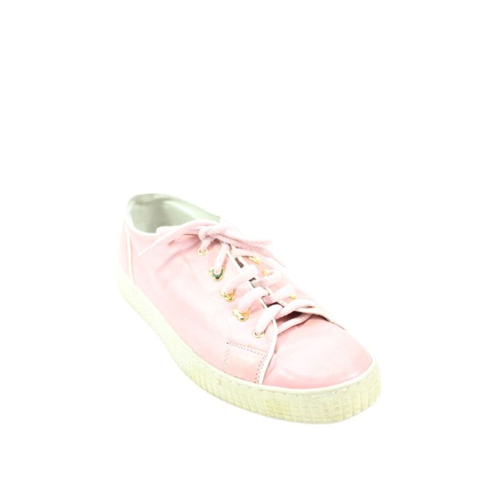 Escada Womens Leather Gold Tone Heart Low Top Sneakers Pink Size 10